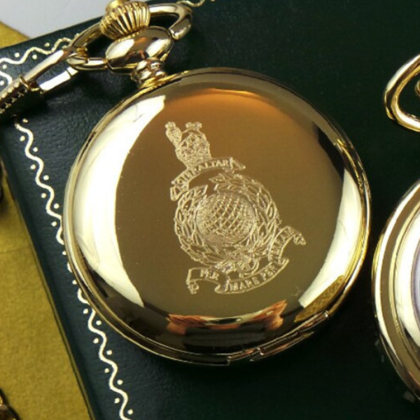 Royal Marines 24k Gold Clad Personalised Pocket Watch