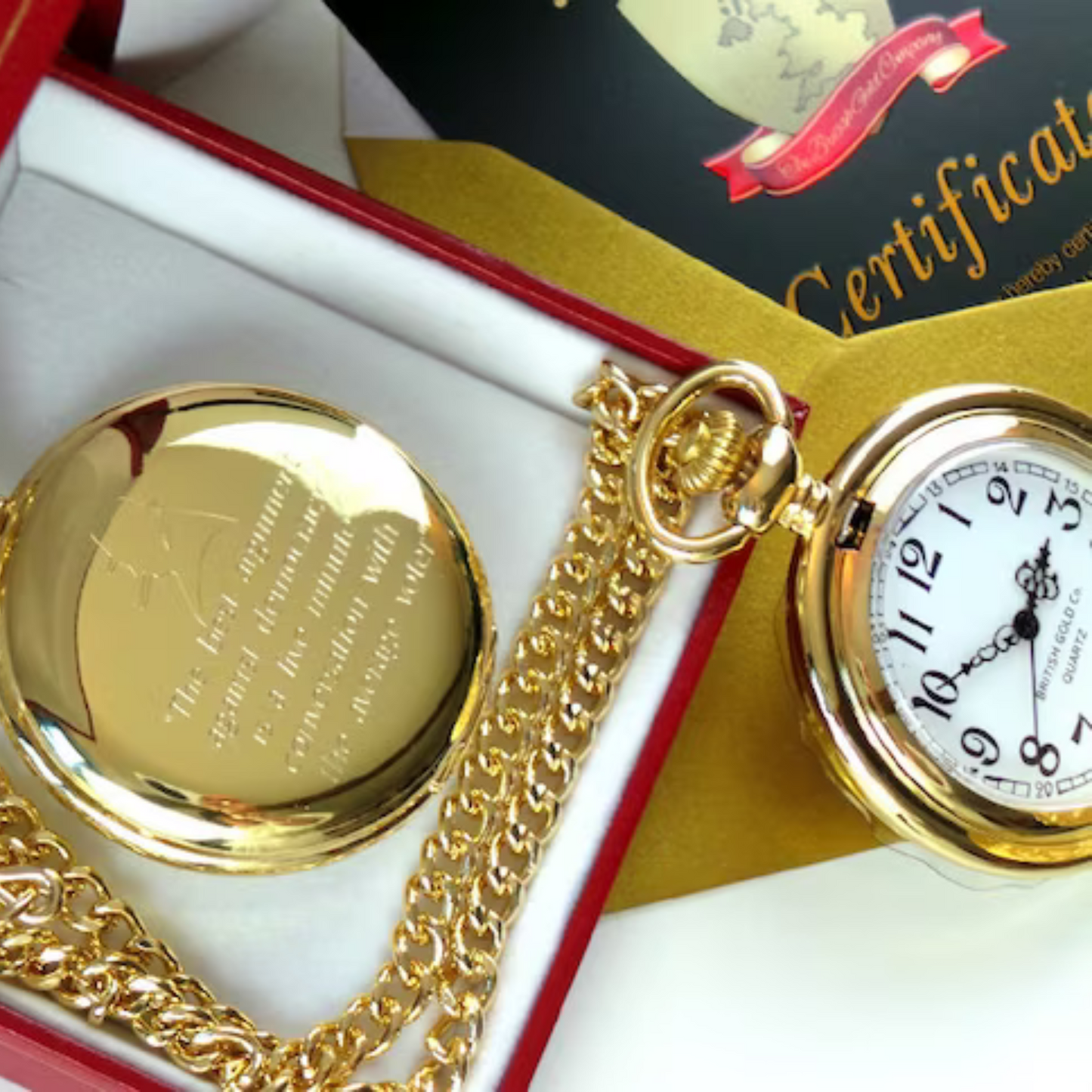 24k Gold-Plated Winston Churchill Engraved Pocket Watch