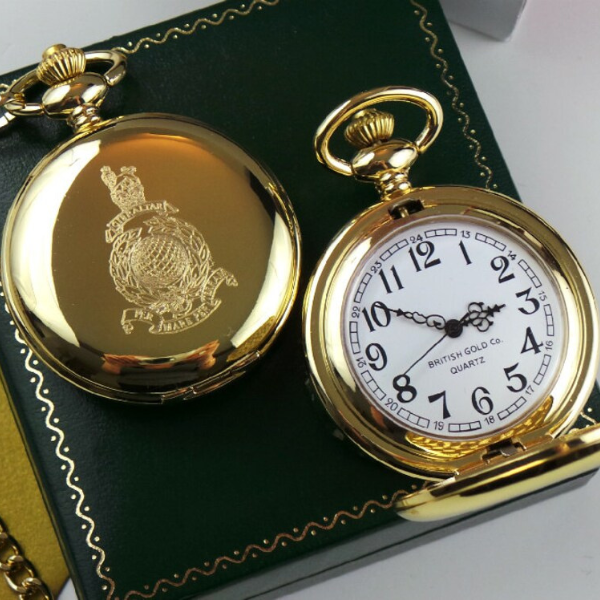 Royal Marines 24k Gold Clad Personalised Pocket Watch