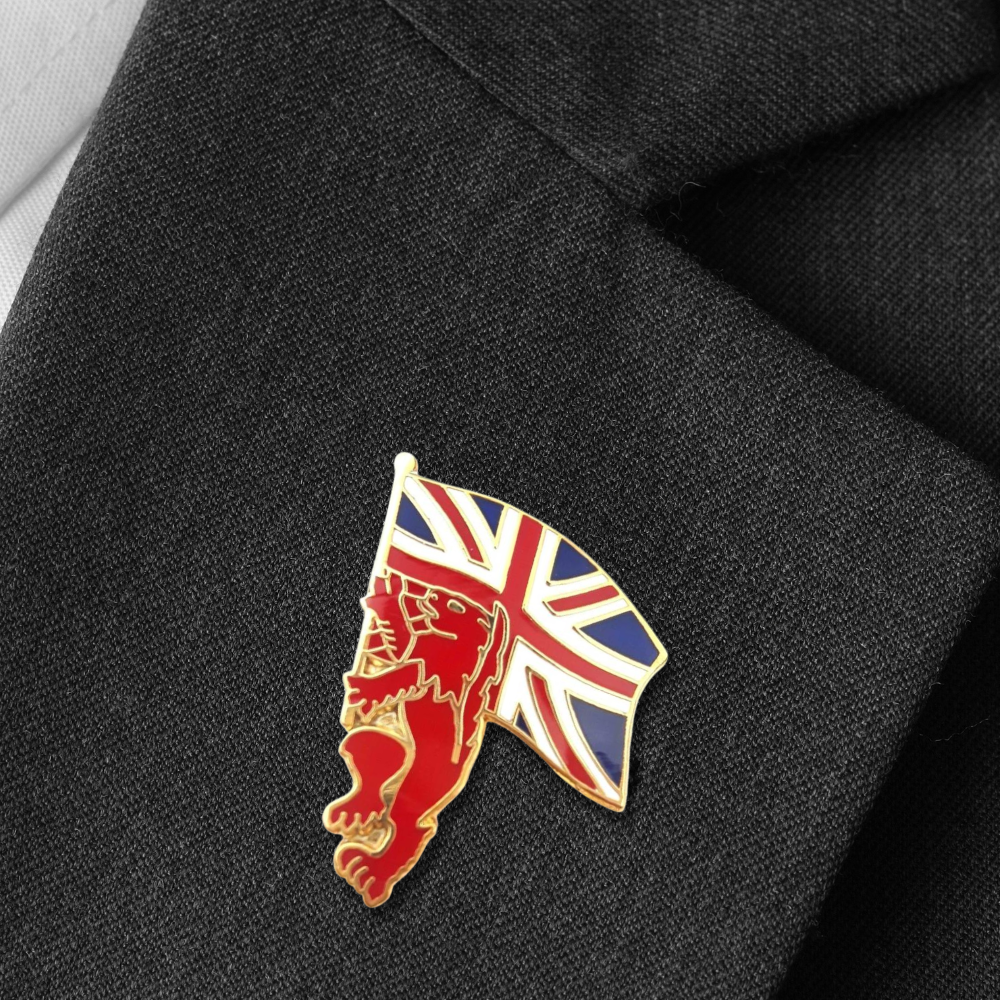 British Lion Bearer with Union Jack Pin Badge