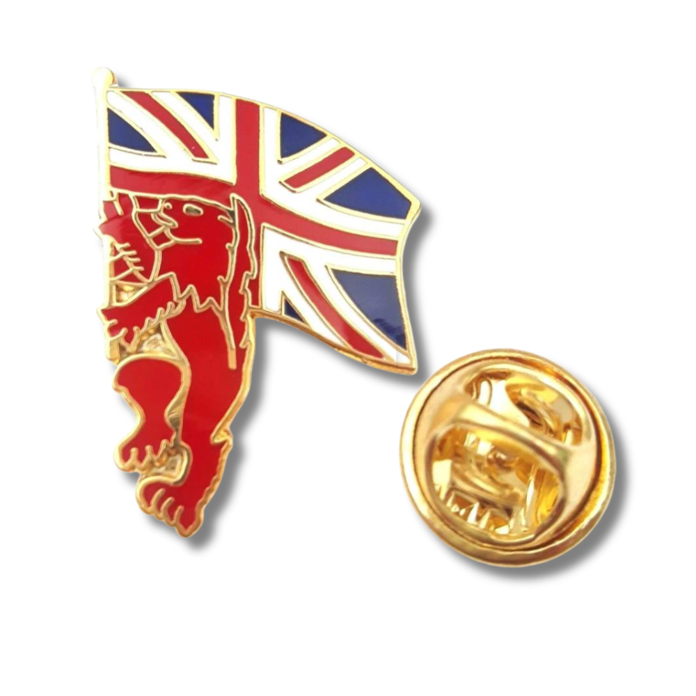 British Lion Bearer with Union Jack Pin Badge