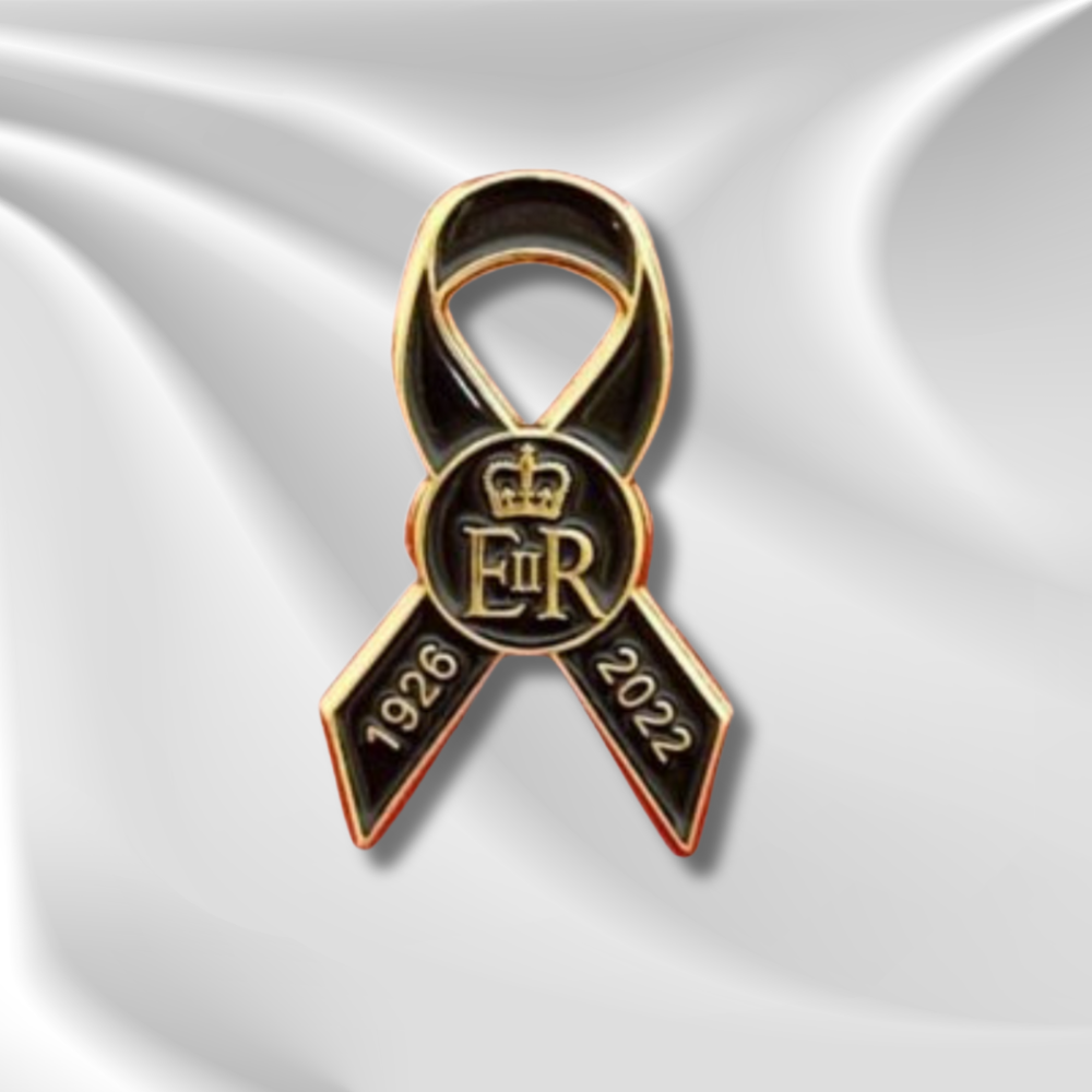Queen Elizabeth II Remembrance Black Ribbon Lapel Badge