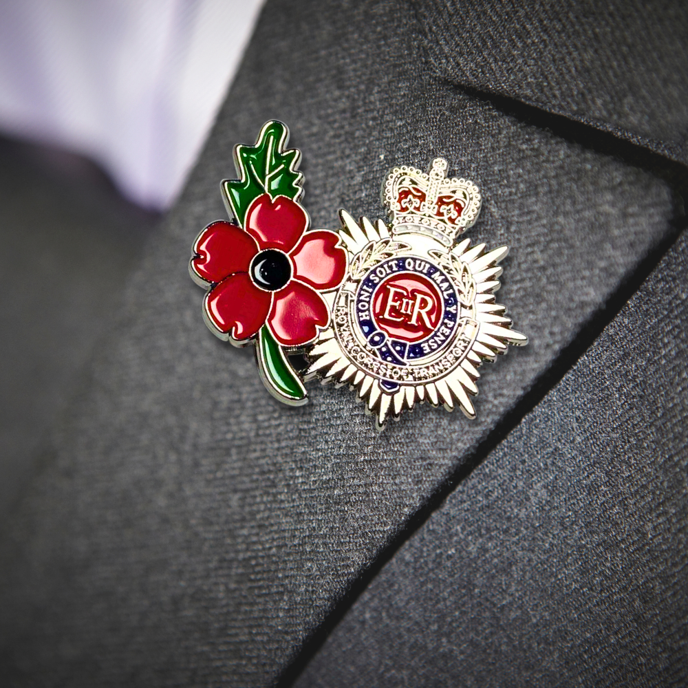 The Late Queen's ER Elizabeth Regina and Red Flower Brooch