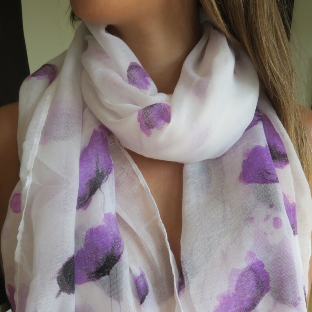 Purple Flanders Flower Scarf