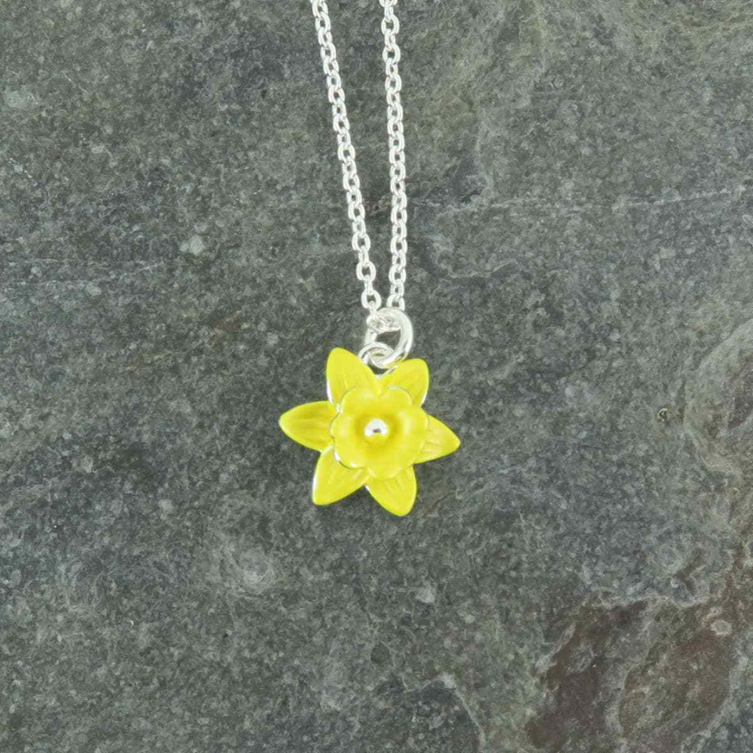 Daffodil Yellow Flower Delicate Pendant Necklace