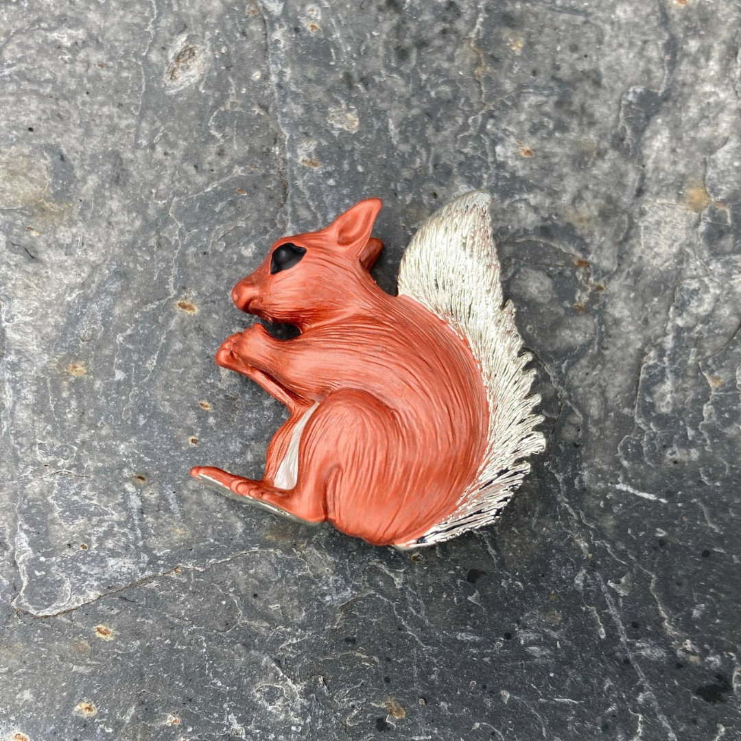Squirrel Enamelled Animal Brooch