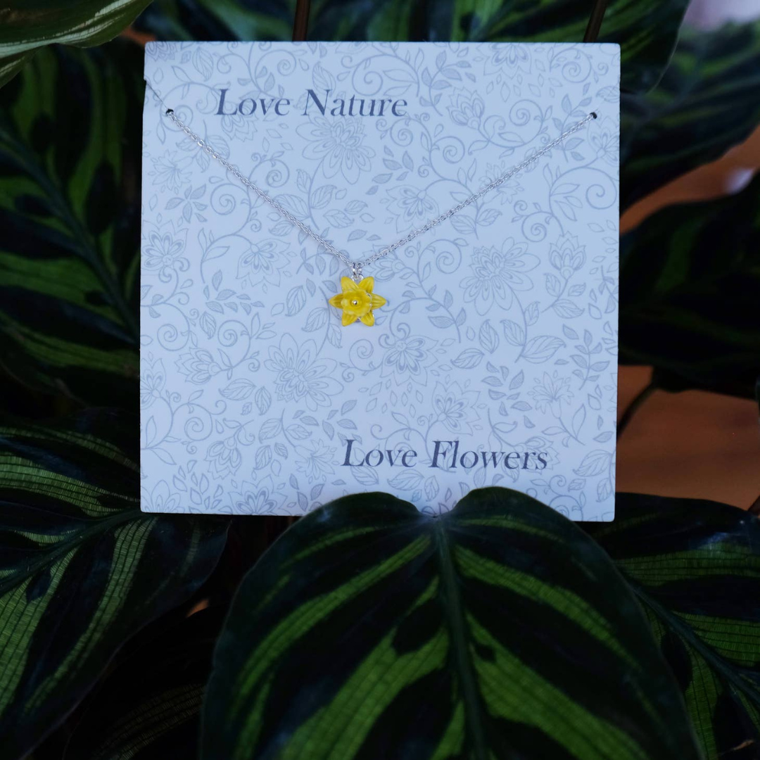 Daffodil Yellow Flower Delicate Pendant Necklace