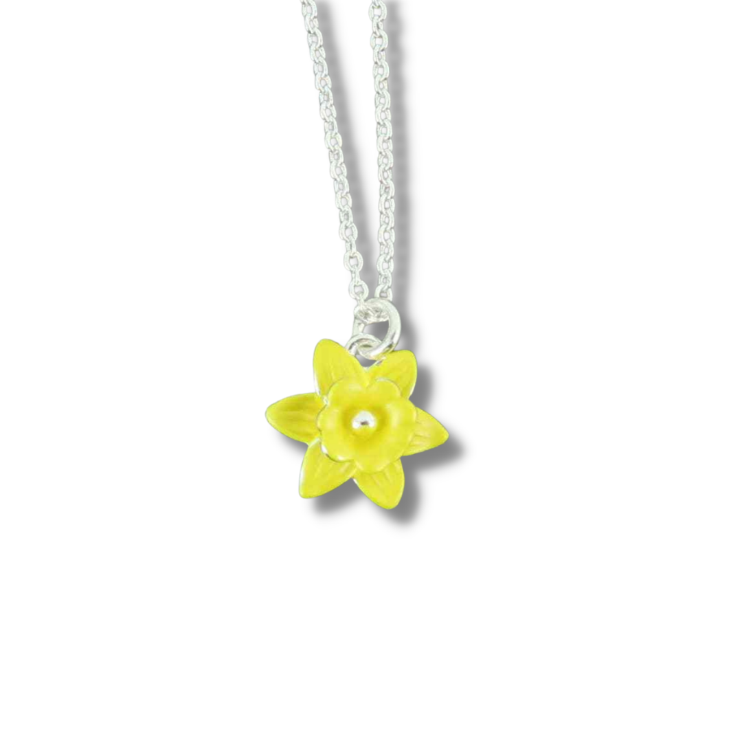 Daffodil Yellow Flower Delicate Pendant Necklace