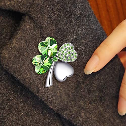 St Patrick's Day Shamrock Pin Badge Celtic Lucy Four Leaf Clover Brooch