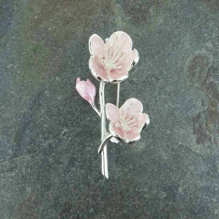 Cherry Blossom Pink Flower Brooch