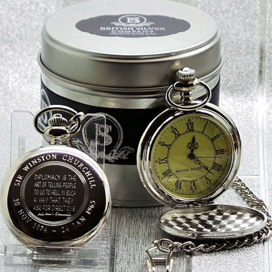 Winston Churchill Silver Personalised Pocket Watch