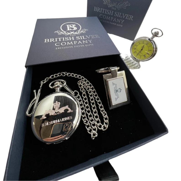 Royal Navy Submariner Personalised Pocket Watch and Keyring Set