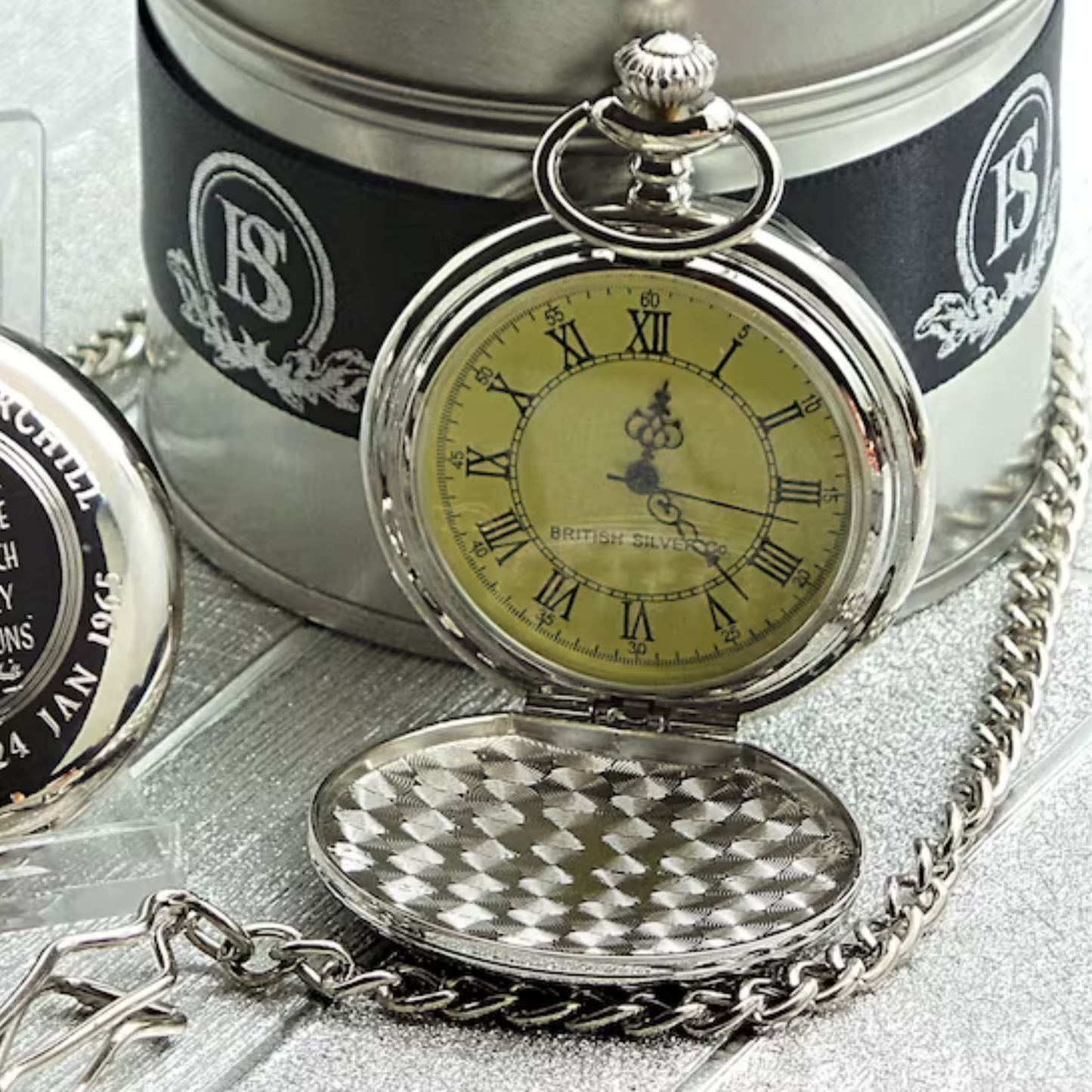 Winston Churchill Silver Personalised Pocket Watch