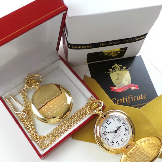 24k Gold-Plated Winston Churchill Engraved Pocket Watch