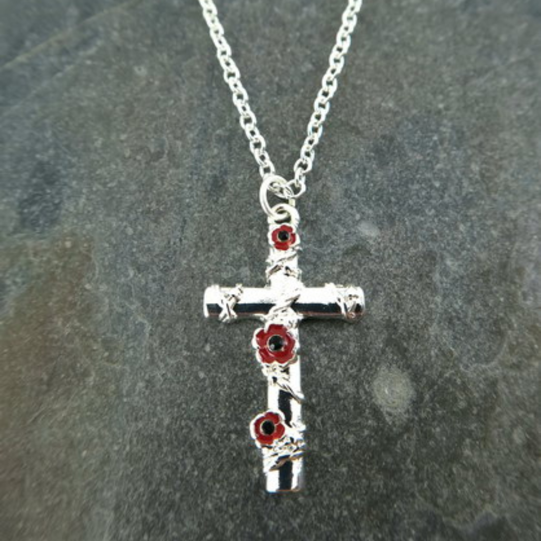 Flanders Flower Cross Pendant Necklace