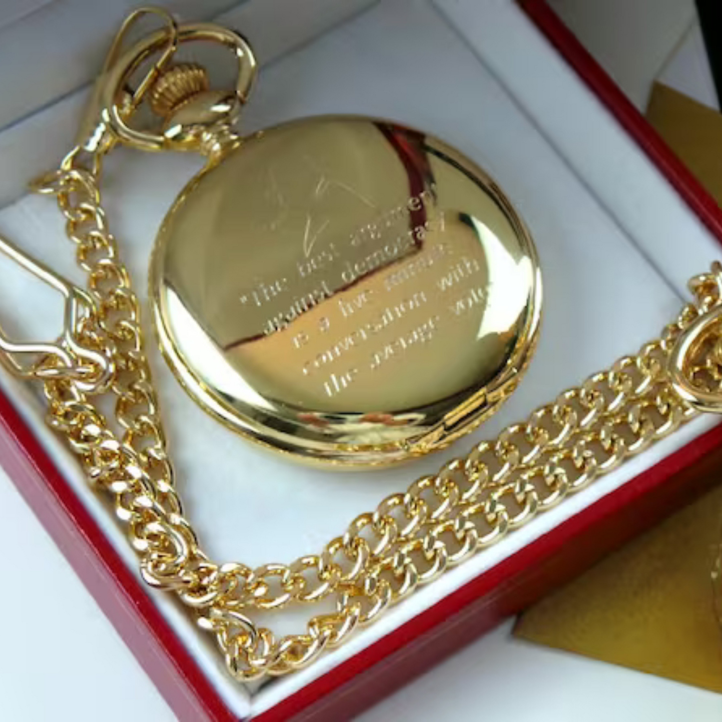 24k Gold-Plated Winston Churchill Engraved Pocket Watch