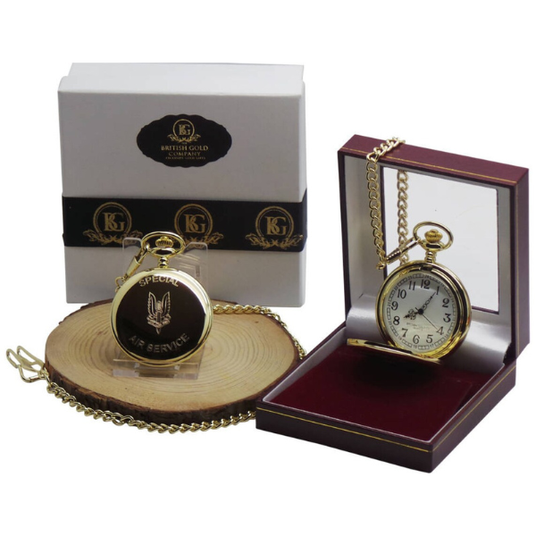 SAS 24k Gold Clad Personalised Pocket Watch