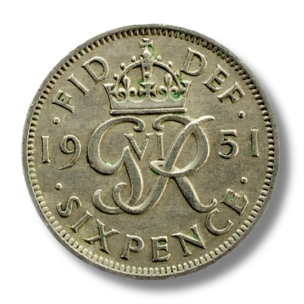 1951 Sixpence George VI Coin - Circulated