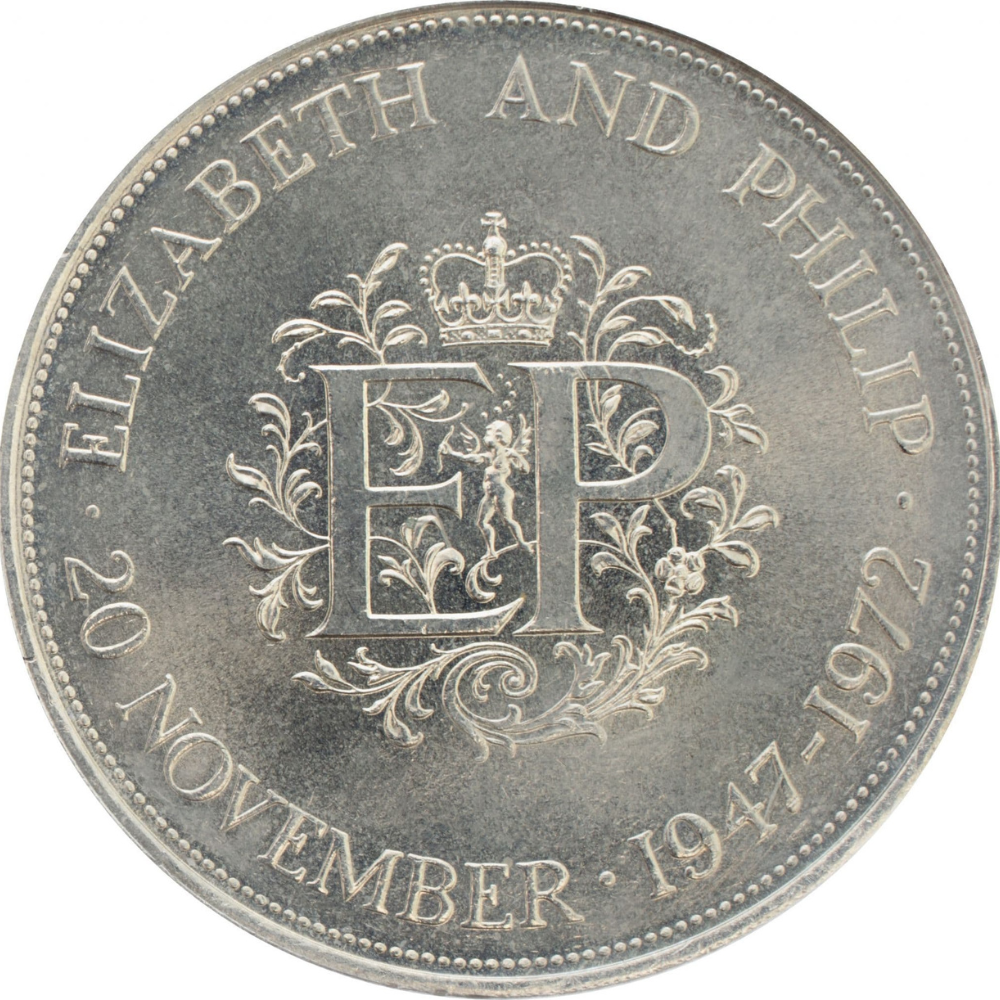 1972 Queen Elizabeth II and Prince Philip Silver Wedding Crown Coin