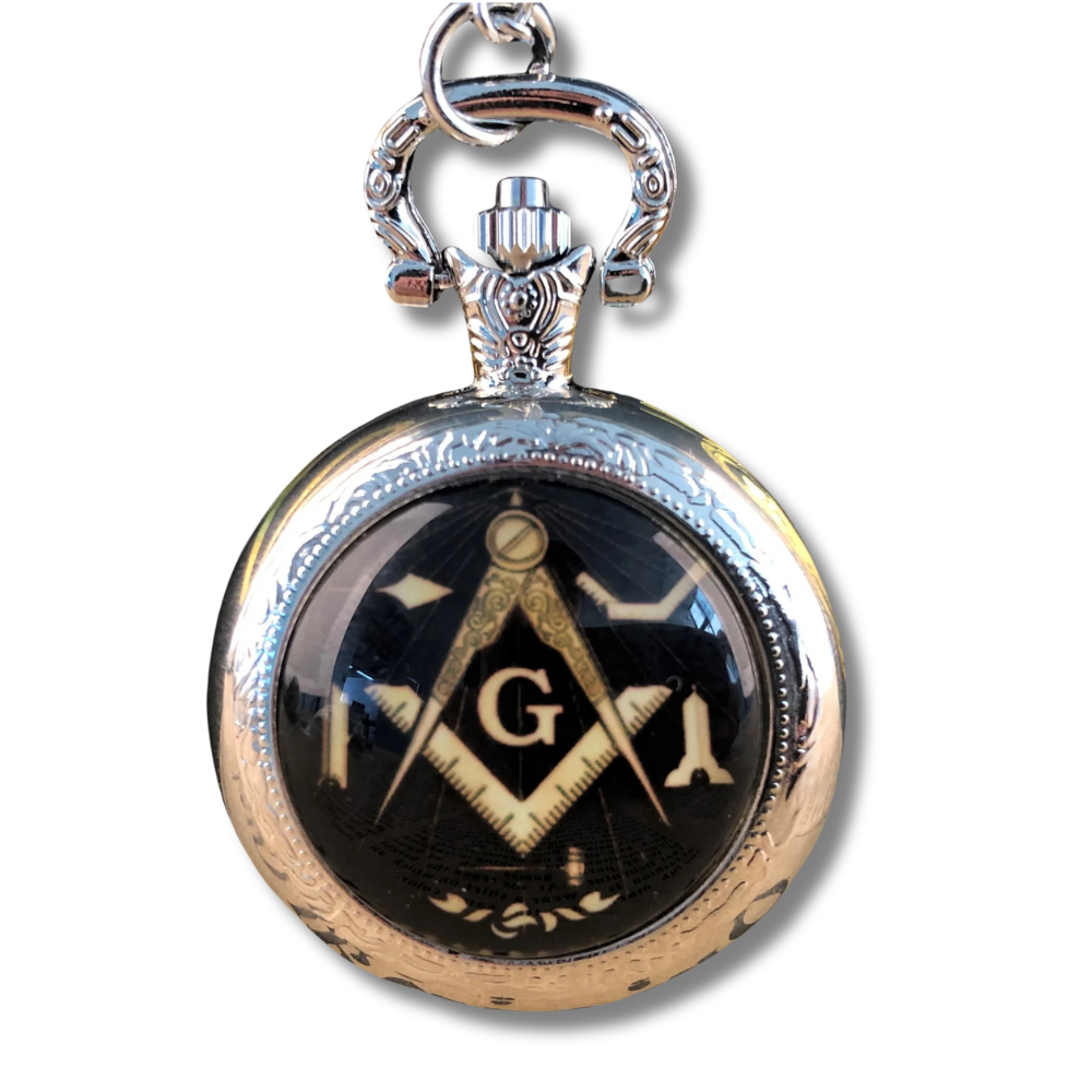 Masonic Quartz Pocket Watch With Fob