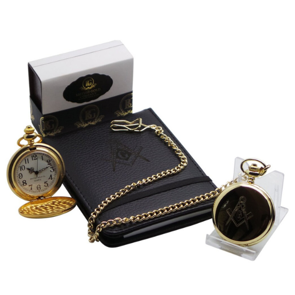 Freemasons 24k Clad Gold-Plated Personalised Pocket Watch