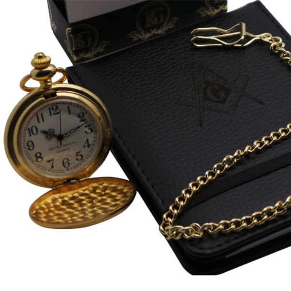 Freemasons 24k Clad Gold-Plated Personalised Pocket Watch