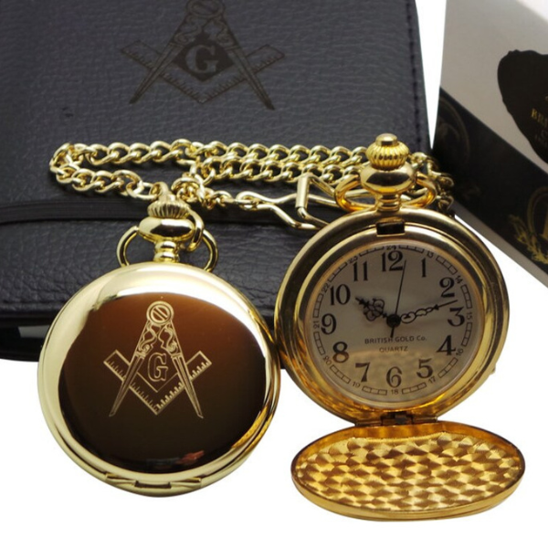 Freemasons 24k Clad Gold-Plated Personalised Pocket Watch