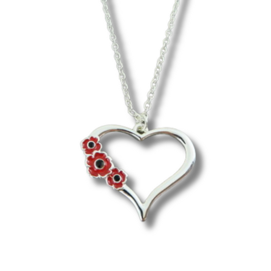 Heart of Red Flower Remembrance Pendant