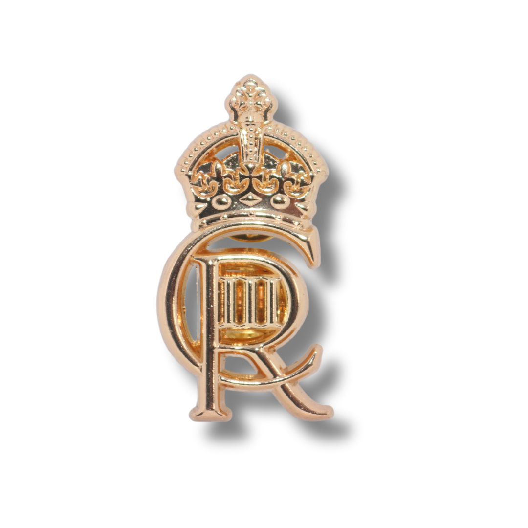 King Charles III Gold-Plated Royal Cypher Brooch