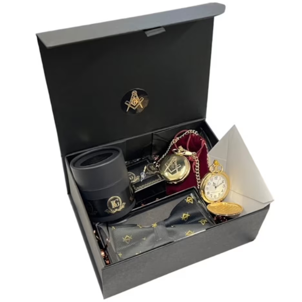 Masonic Pocket Watch + Lapel Pin + Bow Tie Gift Hamper