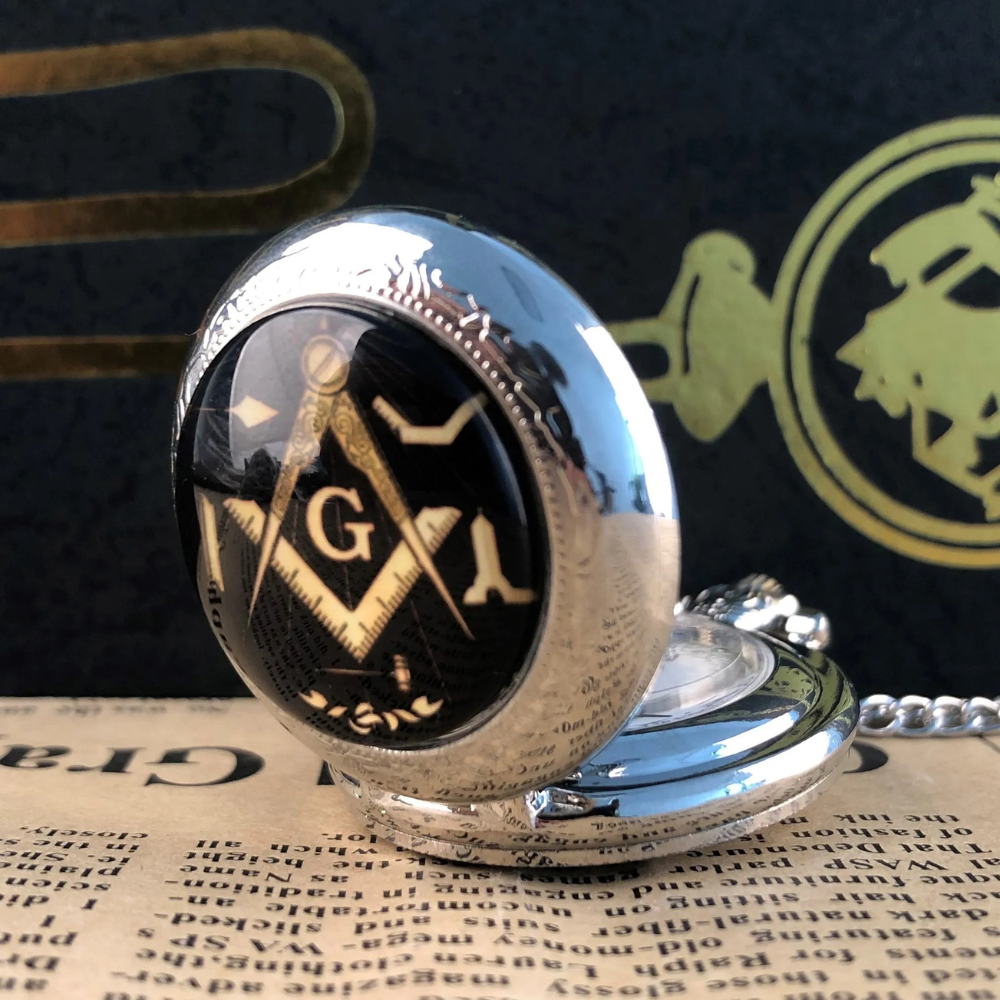 Masonic Quartz Pocket Watch With Fob