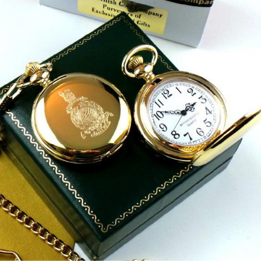 Royal Marines 24k Gold Clad Personalised Pocket Watch