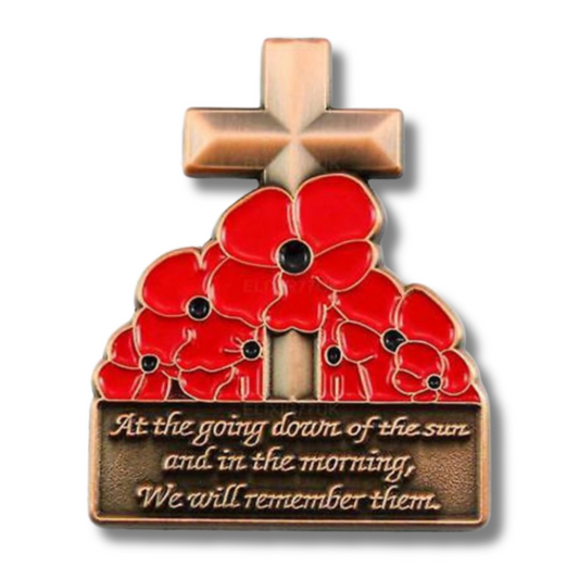 At The Going Down Of The Sun Cross Pin Badge