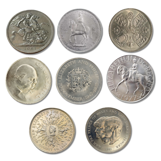 The Ultimate British Crown Coin Collection (5 or 8 Historic Coins)