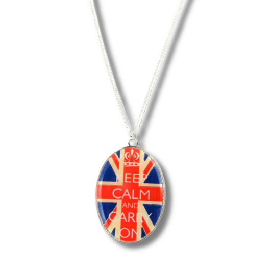 "KEEP CALM AND CARRY ON" Union Jack Flag Necklace