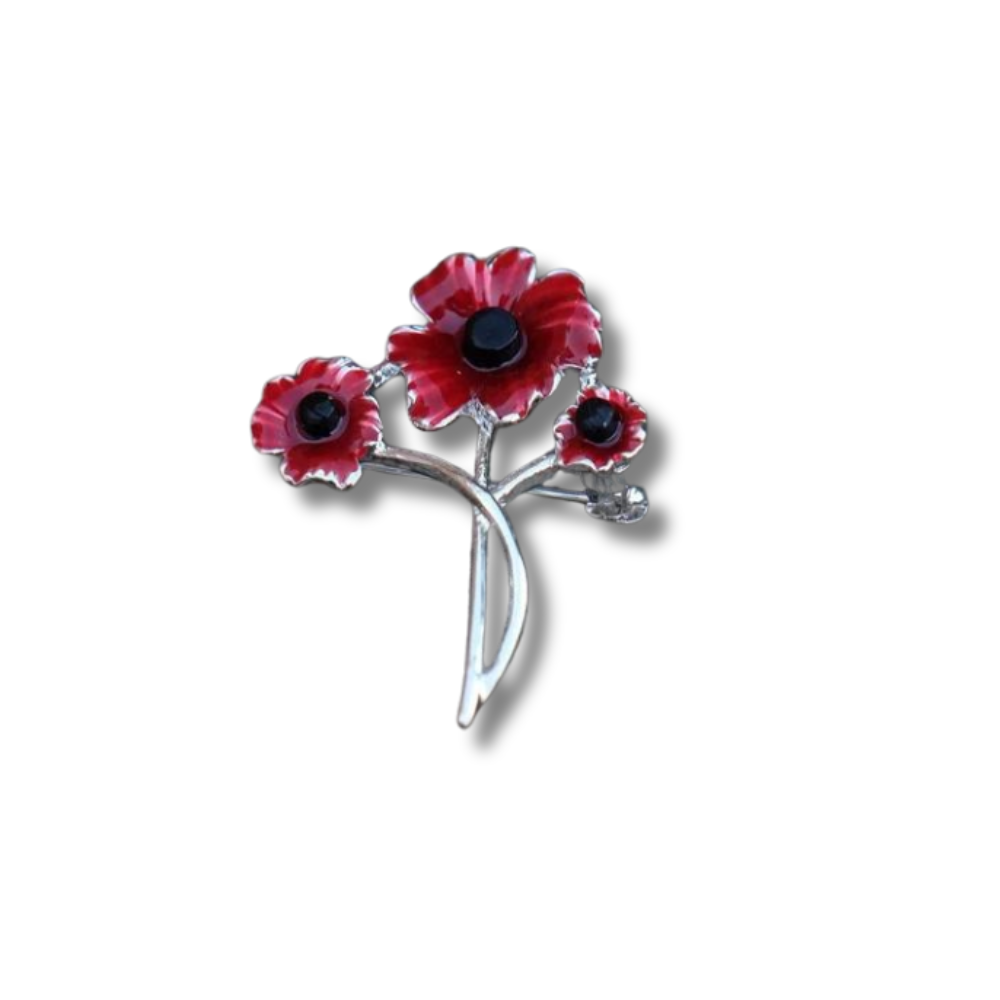 Flanders Three Flower Charm Brooch