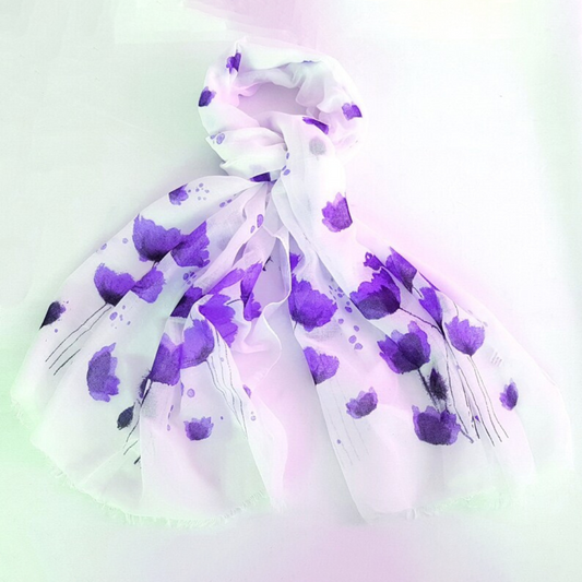 Purple Flanders Flower Scarf