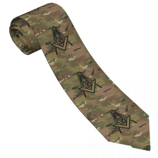 Freemason Camo Square and Compass Necktie