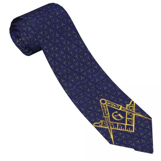 Masonic Insignia Royal Blue Elegant Tie