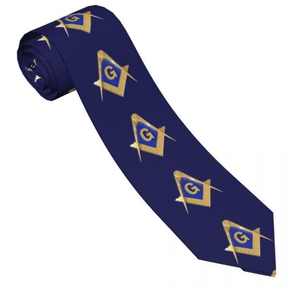 Masonry Symbolic Square and Compass Geometry Tie