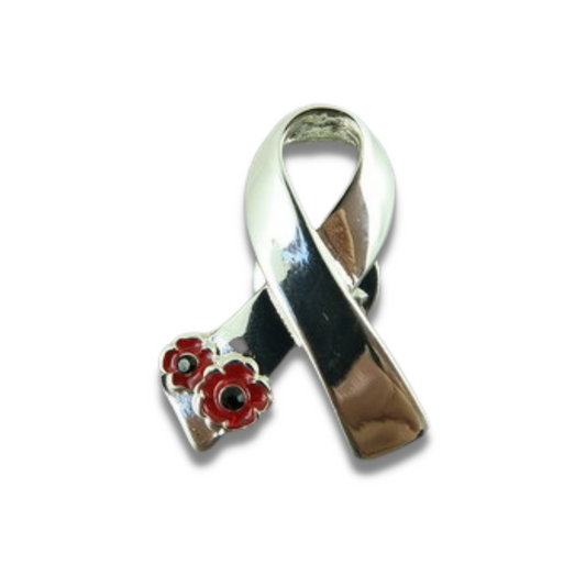 Ribbon Red Flower Lapel Pin