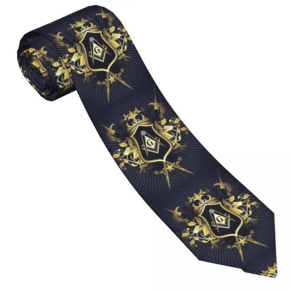 Elegant Black Masonry Insignia Tie