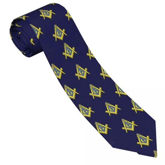 Masonic Emblem Royal Blue Tie