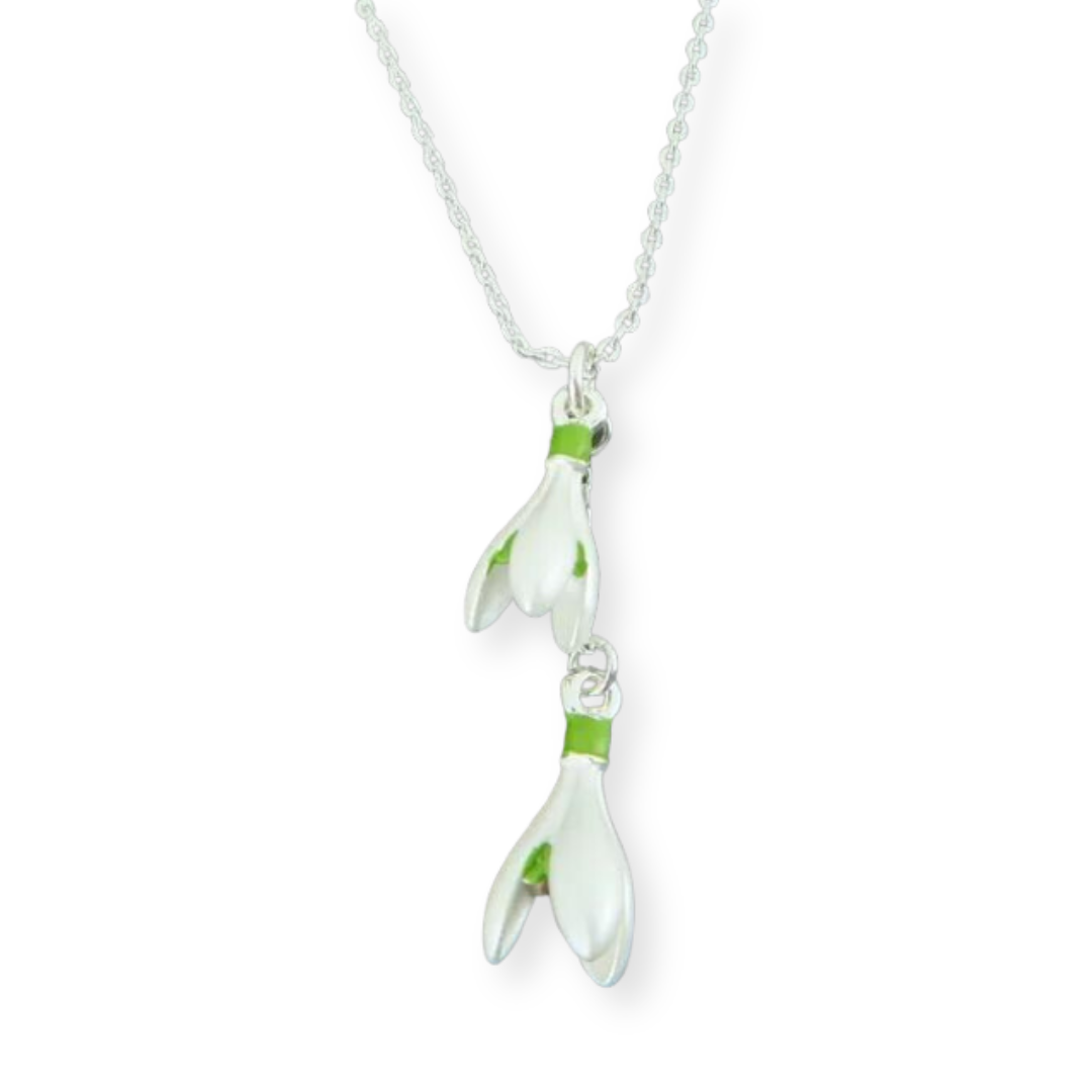 Snowdrop White Flower Pendant Necklace