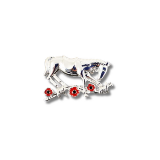 War Horse Red Remembrance Brooch (Silver and Red)