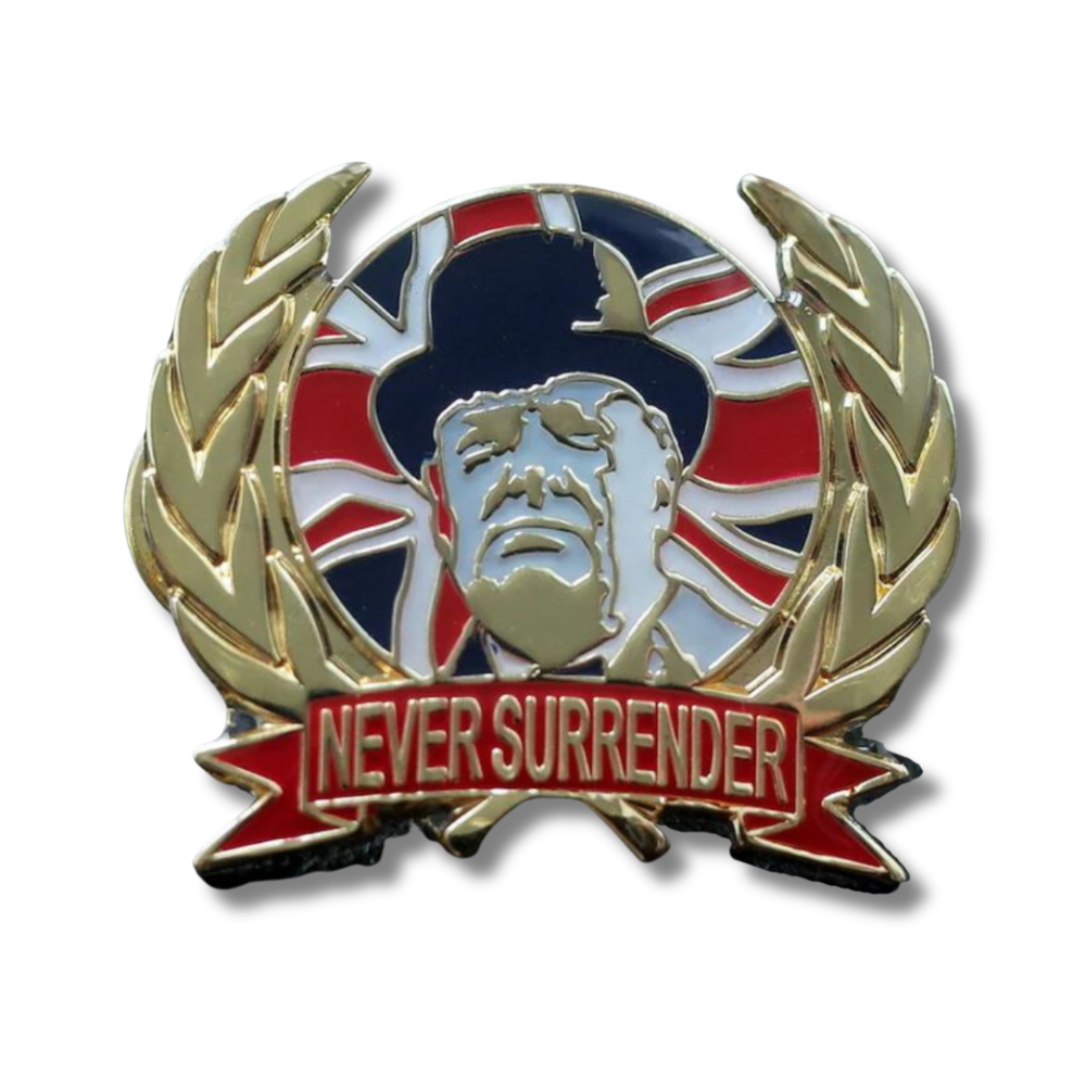 Winston Churchill "Never Surrender" Golden Pin Badge