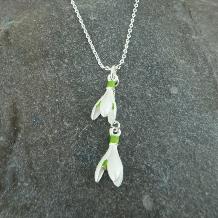 Snowdrop White Flower Pendant Necklace