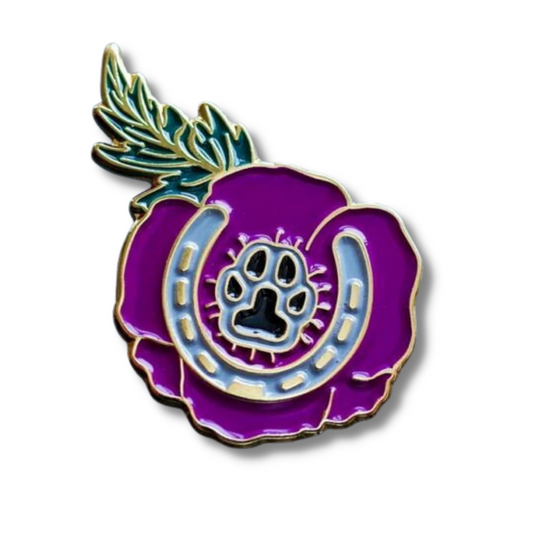 Dogs Paw and Horseshoe Purple Lapel Pin Badge