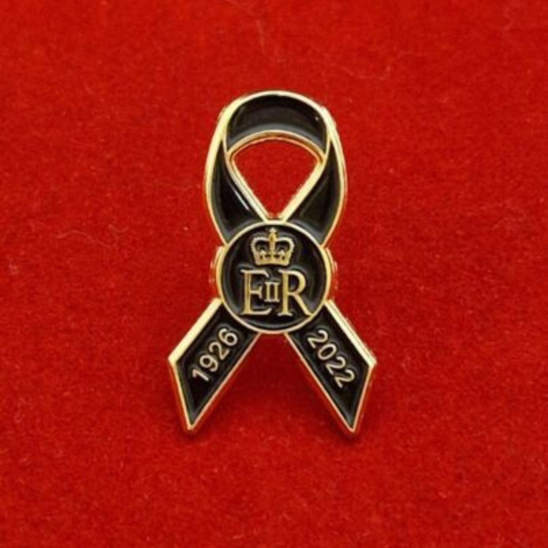 Queen Elizabeth II Remembrance Black Ribbon Lapel Badge