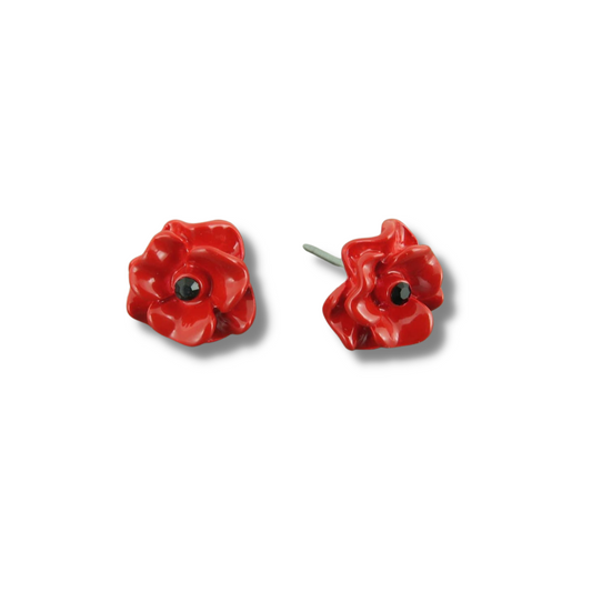 Red Flower Stud Earrings